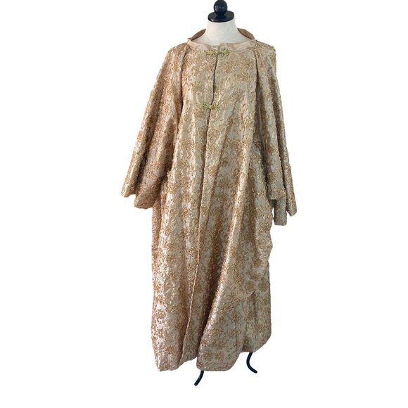 Vintage Womens Coat One Size Gold Custom Embroidered Sequin Caftan Evening
